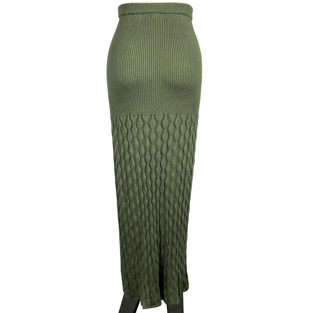 Agua Bendita Knit Sage Theodora Skirt Size L